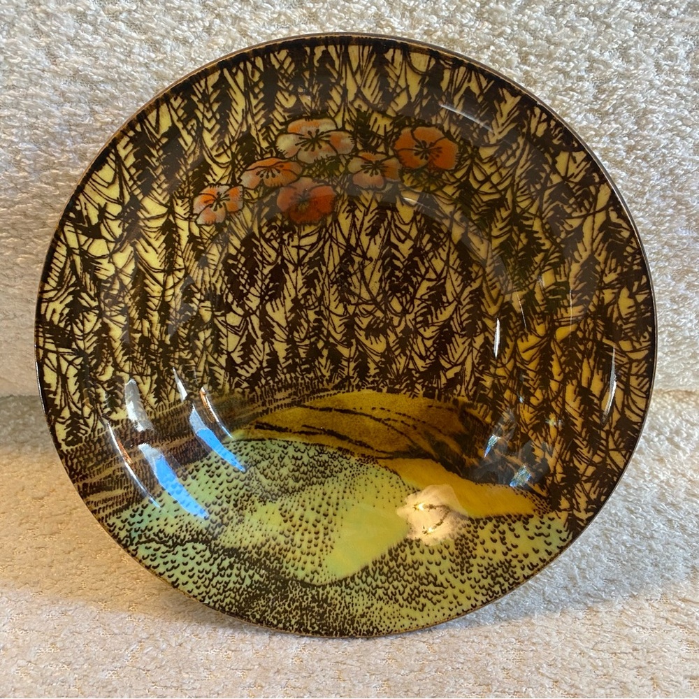 Vintage Baldelli Pottery Flower Landscape 8” Bowl Made In Italy Numbered